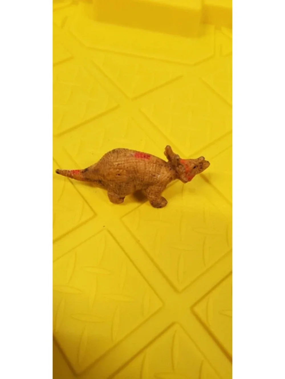 Vintage Plastic Triceratops Dinosaur Toy Figure Brown Mini Figurine